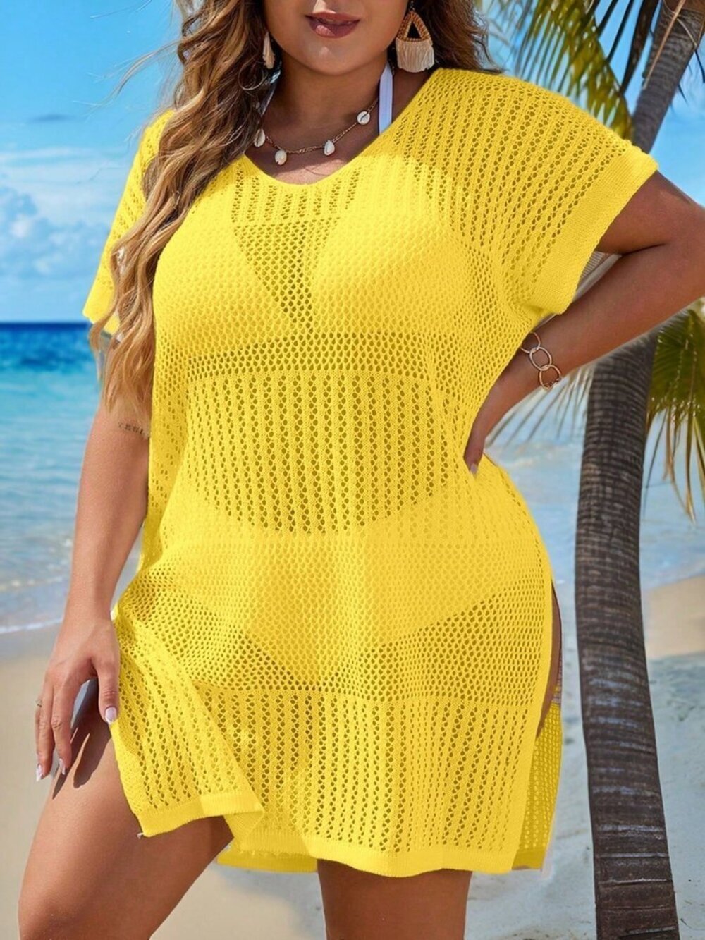 Yellow Casual Women's Cover Up
